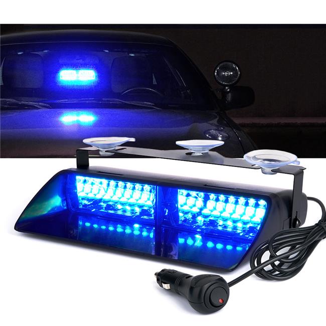 Xprite Undercover Series LED Strobe Lights For Dash / Windshield With Suction Cups - White Blue